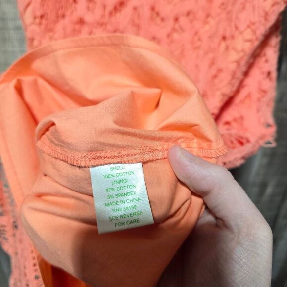 Lilly Pulitzer Tabitha Sunrise Orange Batt It Up Battenburg Lace Shift Dress - Picture 5 of 5